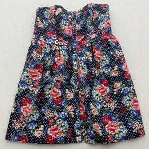 Torrid Strapless Mini Dress Womens 3 3X Navy Blue Floral Polka Dot Smocked Back